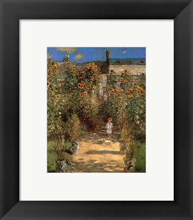 Framed Artist's Garden at Vetheuil with Boy, c.1880 Print