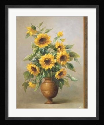 Framed Sunflowers In Bronze I Print