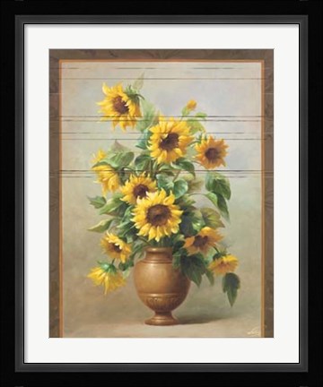 Framed Sunflowers In Bronze II Print