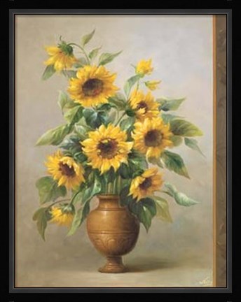 Framed Sunflowers In Bronze I Print