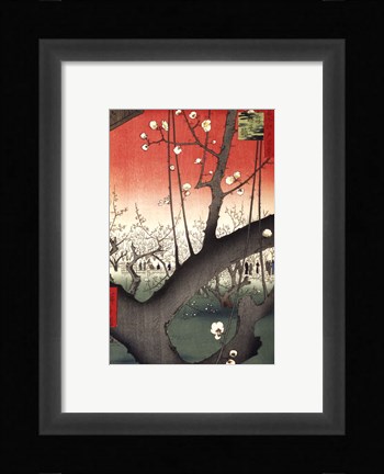 Framed Plum Garden Over Shin-Ohashi (mini) Print