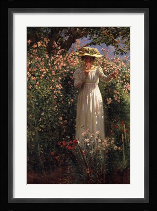 Framed Summer's Day in the Flower Garden Print
