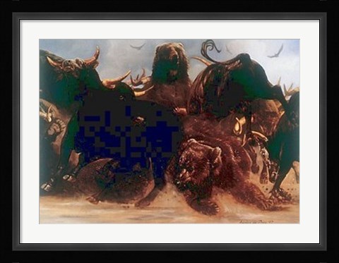 Framed Bear Bull Brawl Print