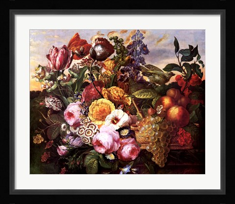 Framed Still Life with Flowers Print