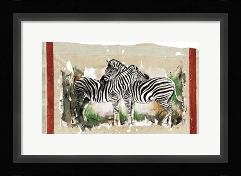 Framed Two Zebras Print