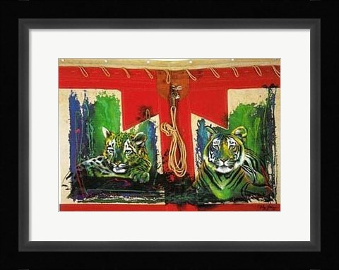 Framed White Tiger and Cub Print