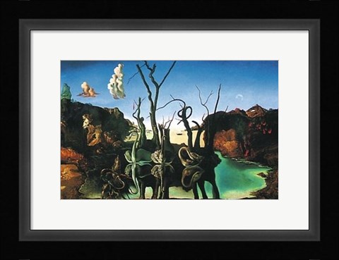 Framed Swans Reflecting Elephants, c.1937 Print
