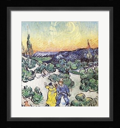 Framed La Promenade le Soir a Saint-Remy Print