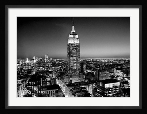 Framed Empire State Building at Night Print