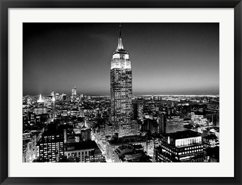 Framed Empire State Building at Night Print