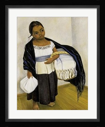 Framed Nino con Cesto Print