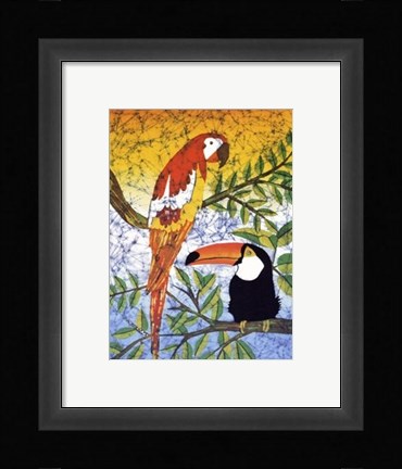 Framed Tucan &amp; Parrots Print