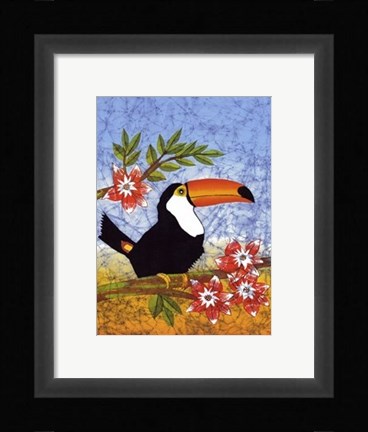 Framed Tucan with Flower Print