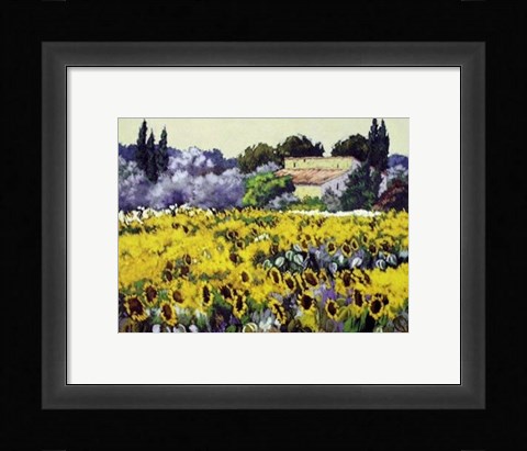 Framed Dans les Tournesols Print