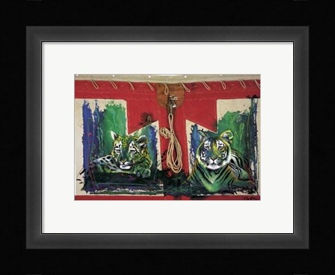 Framed White Tiger and Cub Print