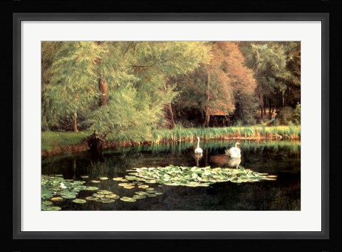 Framed Lily Pond, Shudbrook, Near Lincoln Print