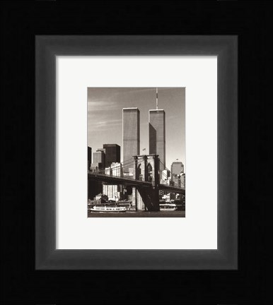 Framed World Trade Center over the Brooklyn Bridge Print