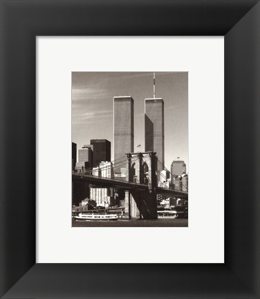 Framed World Trade Center over the Brooklyn Bridge Print