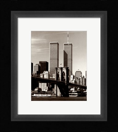 Framed World Trade Center / Brooklyn Bridge Print