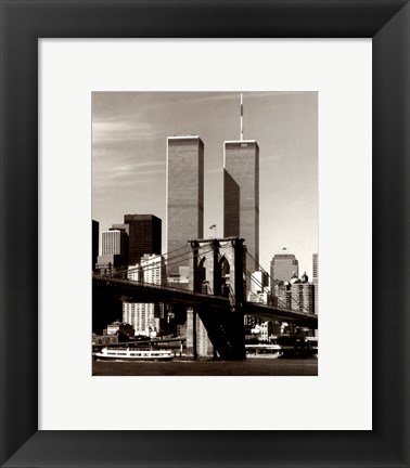 Framed World Trade Center / Brooklyn Bridge Print