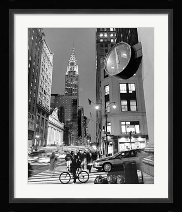 Framed Chrysler Clock, Madison Avenue Print