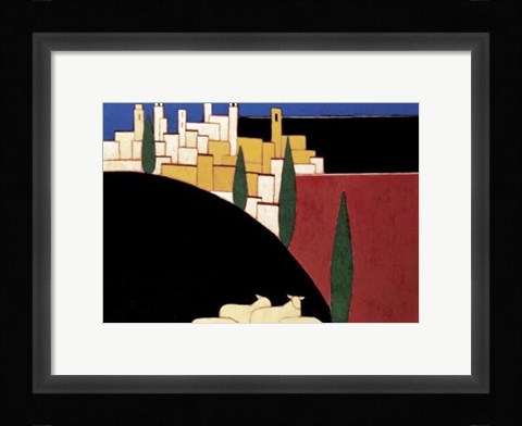 Framed San Gimignano with Sheep Print