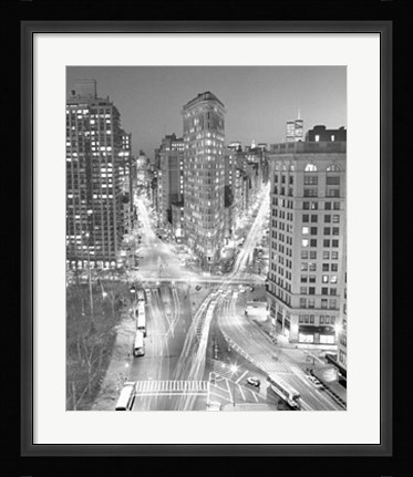 Framed Flatiron Building at Night Print
