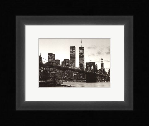 Framed WTC Over Brooklyn Bridge (Day) Print