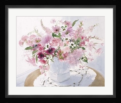 Framed Pink Floral Spray Print