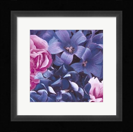 Framed Pink and Blue Flowers Print