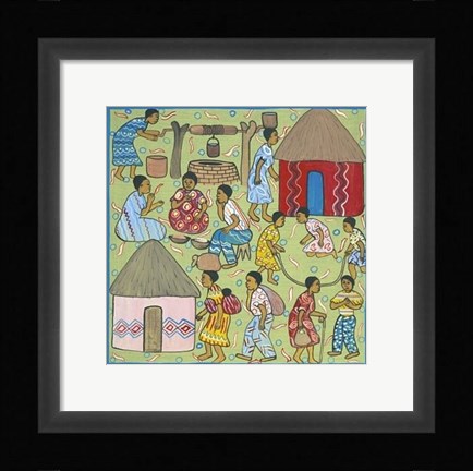 Framed Village Life III Print