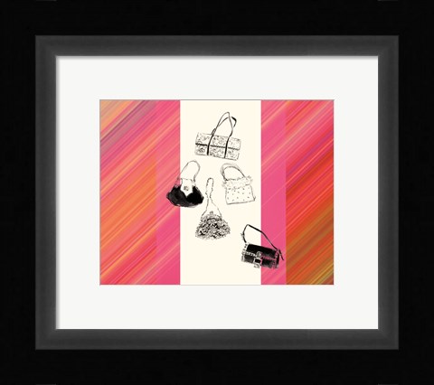 Framed Cinq Sacs a Main avec Raies Print