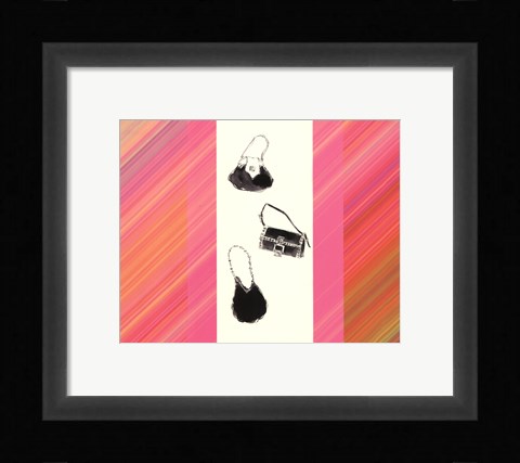 Framed Trois Sacs a Main avec Raies Print