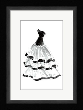 Framed Evening Gown with Ruffles Print