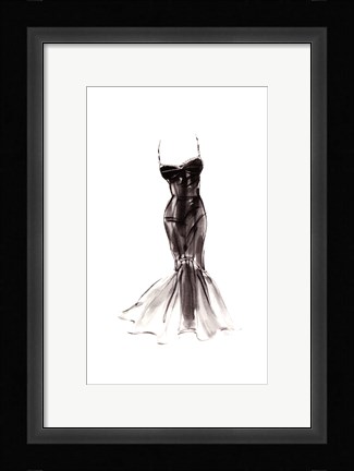 Framed Black Dress with Flair Print