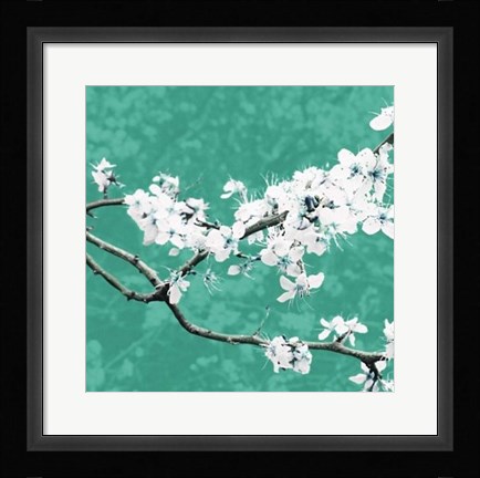 Framed Blossom in Green Print