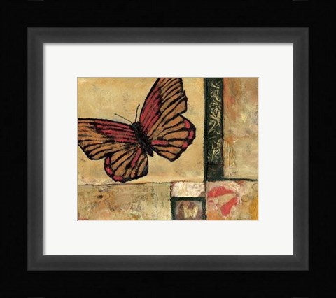 Framed Butterfly In Red Print