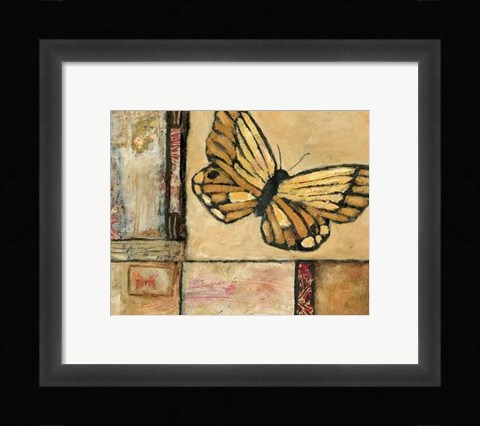 Framed Butterfly In Yellow Print