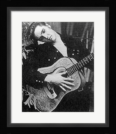 Framed Elvis, with guitar Print