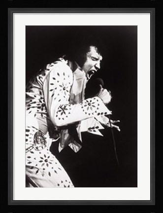 Framed Elvis, performing in Vegas Print