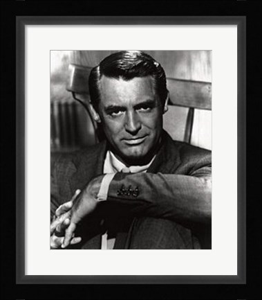 Framed Cary Grant, greyscale photo Print