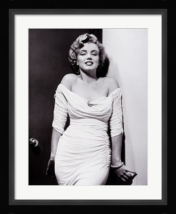 Framed Marylin Monroe, white dress Print