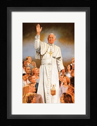 Framed Pope John Paul II, blessings to all Print