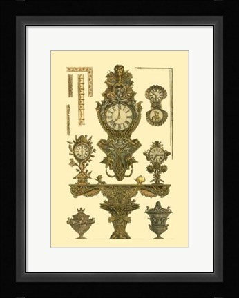 Framed Antique Decorative Clock I Print