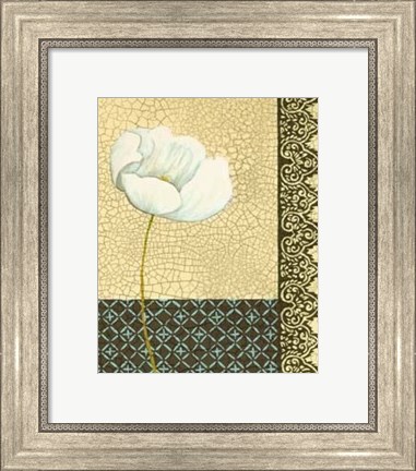Framed Crackled Tile Botanical II Print
