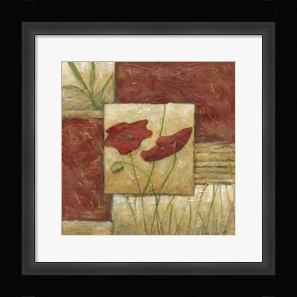 Framed Red Lacquer Collage I Print