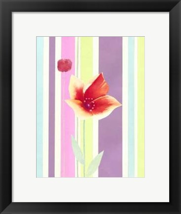 Framed Flowers &amp; Stripes IV Print