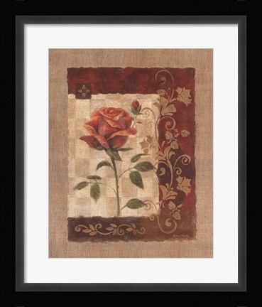 Framed Burlap Tea Rose Print