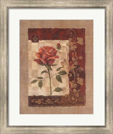 Framed Burlap Tea Rose Print