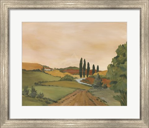 Framed Sunny Tuscan Road Print